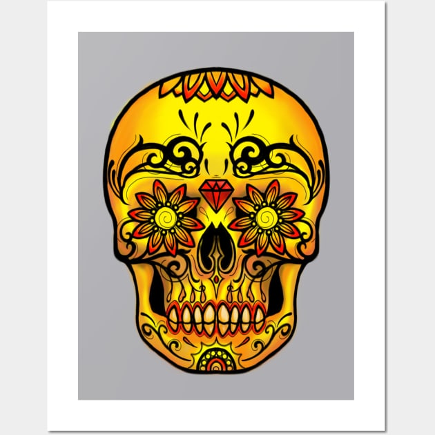 Sugar Skull Warm Colors Day of the Dead Ink Envy Edition Wall Art by ckandrus